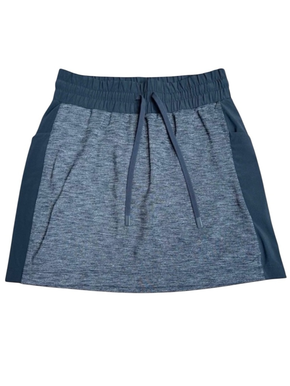 Athleta Grey Blue Pull On Athletic Skort Built-In Shorts Drawstring Waist Sz XXS